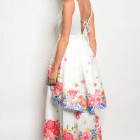 Floral Maxi Dress Party Gown Size L New - Picture 4 of 12